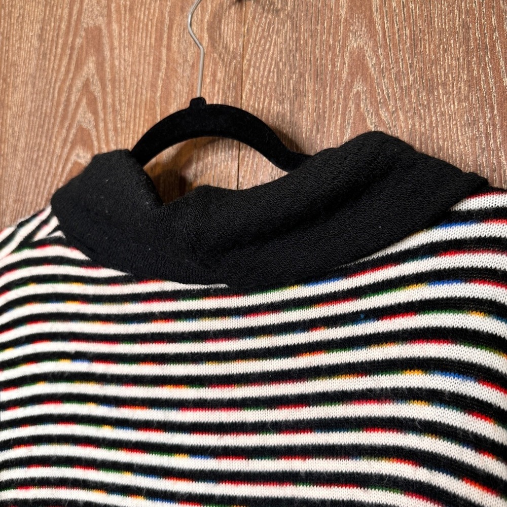 Italian Wool Abstract Rainbow Striped Women's Maternity Oversized Small Sweater - Picture 8 of 9